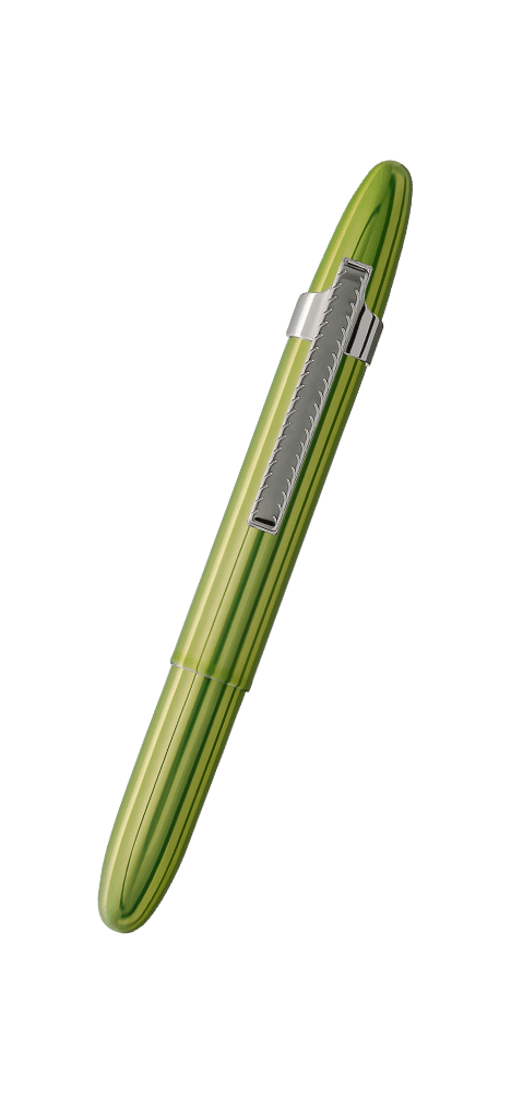 Closed 400LGCL green bullet space pen with chrome clip
