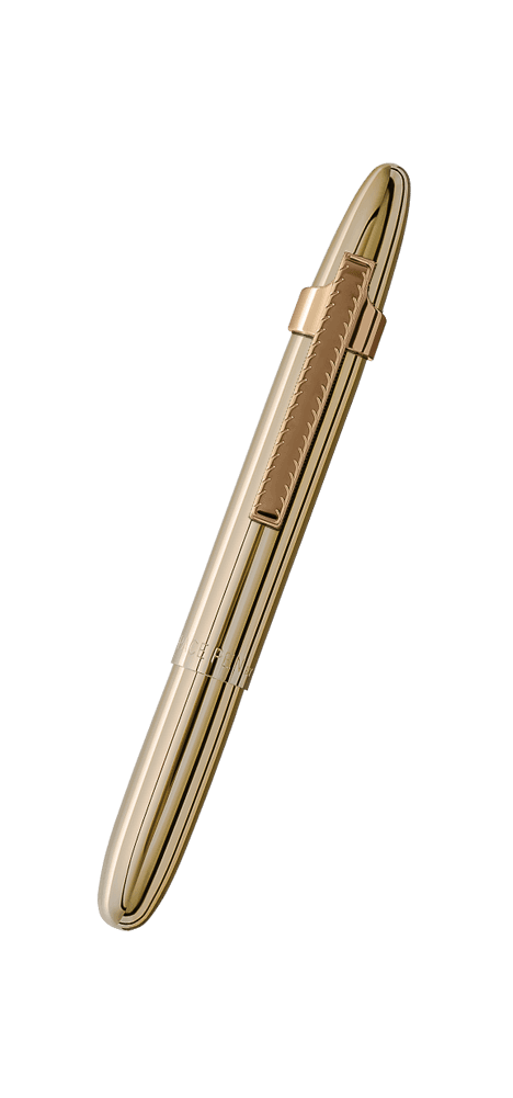 Closed 400TNGCL gold titanium nitride bullet space pen with gold colored clip
