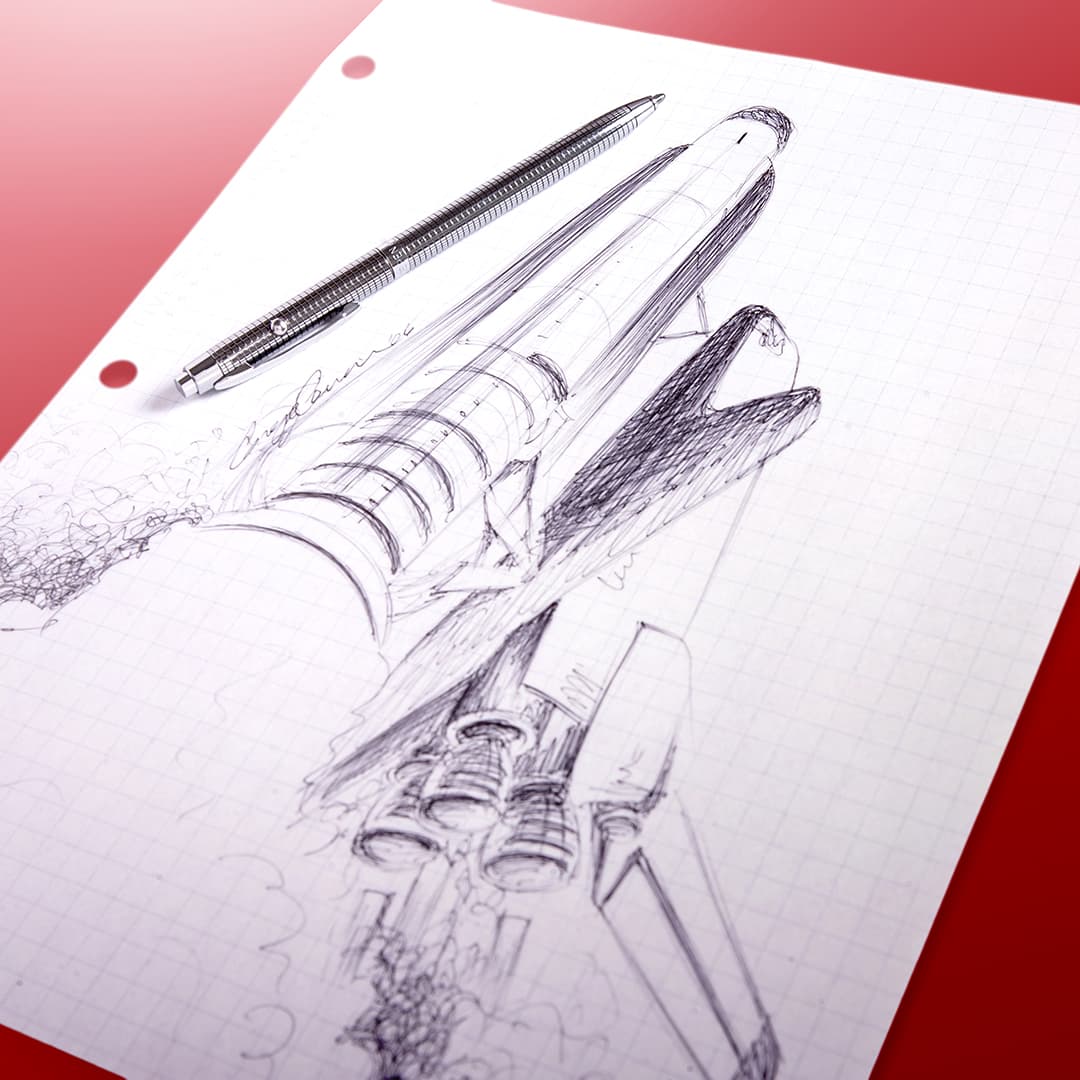 Black Grid Design Shuttle Space Pen-3