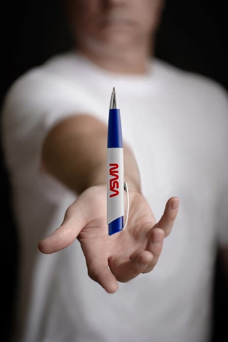 White & Blue Eclipse Space Pen, NASA Worm-3