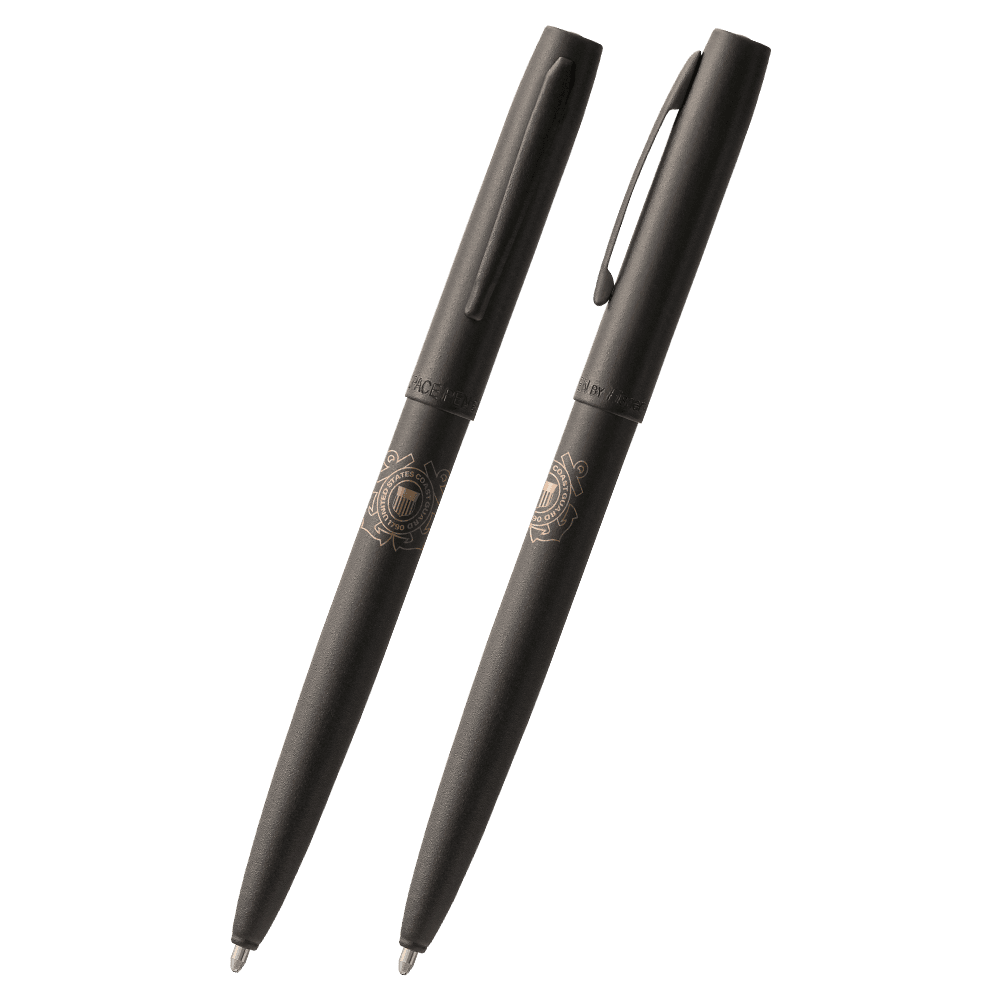 Matte Black Cap-O-Matic Space Pen, Coast Guard Emblem-1