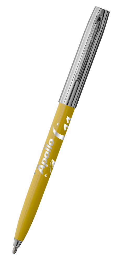 Yellow & Chrome Cap-O-Matic Space Pen, Apollo 11-0