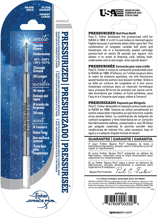 Silver Ink, Bold Point Space Pen Pressurized Refill-1